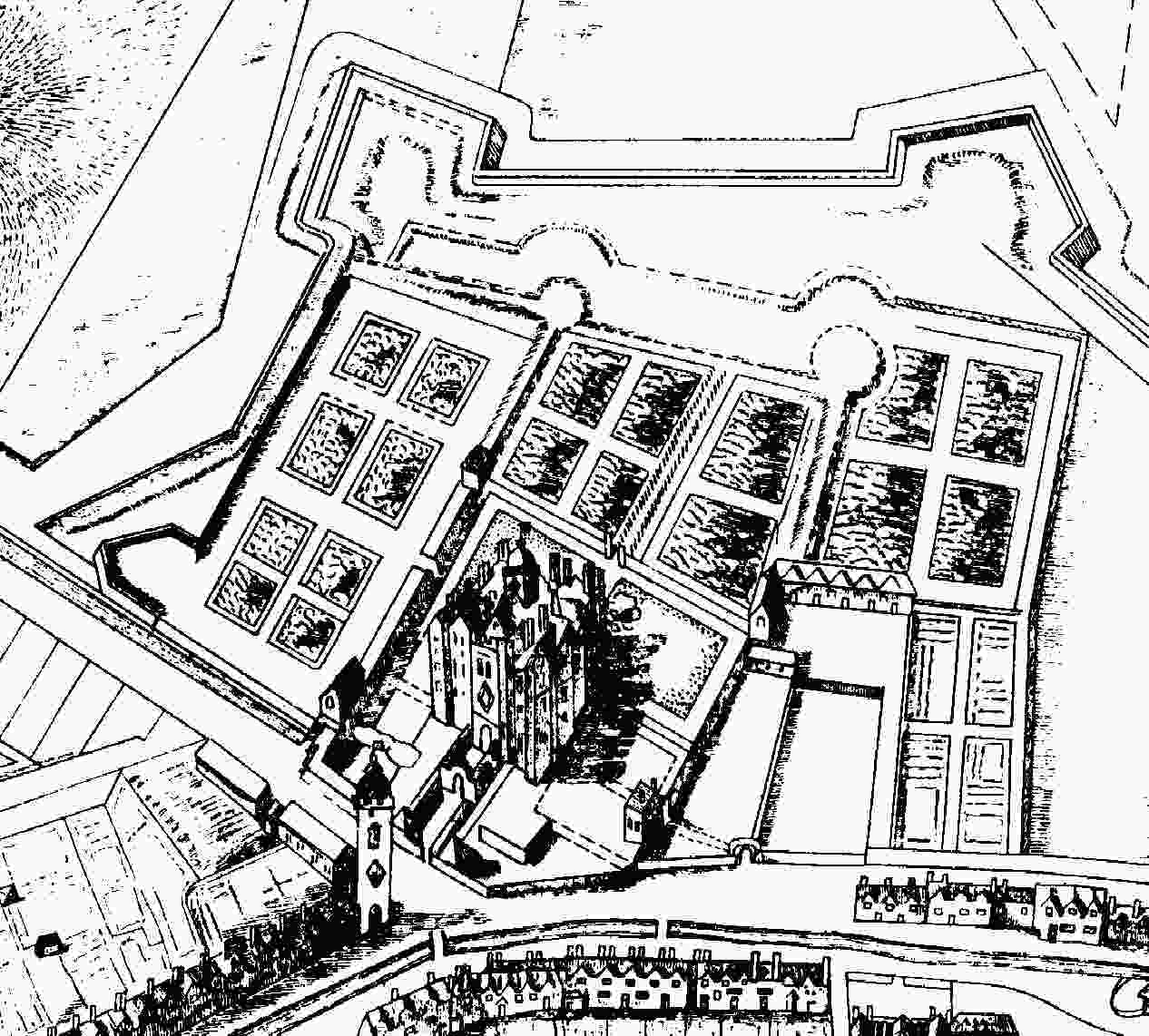 Belfast Castle from Thomas Phillips' map, 1685