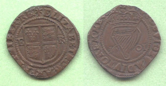 Irish copper penny 1601